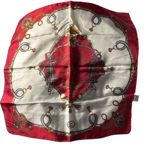 Brides et Fronteaux Paris France 100% silk twill red gold equestrian pkt…
